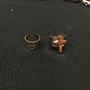 2 Gold Cross Ear Cuffs