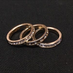 set of 3 rhinestone rings