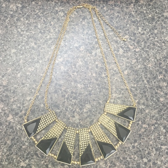 Black and gold aztec style statement necklace