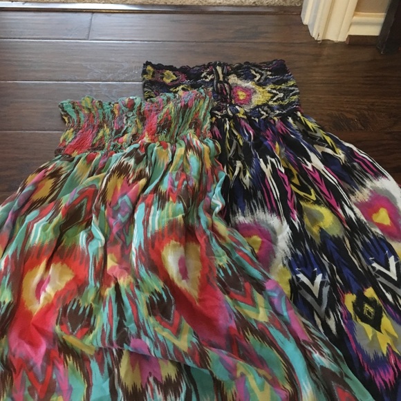 Two strapless dresses