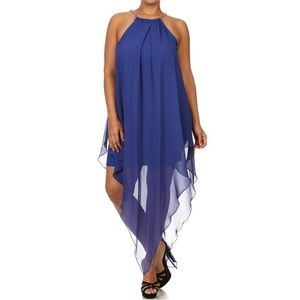 Plus Size Sleeveless Tear Drop Chiffon Dress