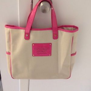 Victoria secret baige and pink tote