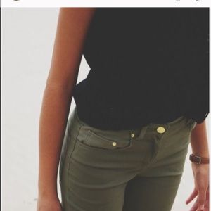 J. Crew olive green toothpick jeans!
