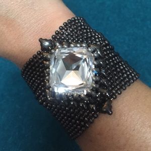 SG Liquid Metal Bronze mesh bracelet w/crystal