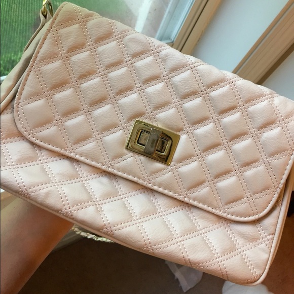 Asos Quilted Blush Pink Embossed Handbag Purse - Picture 2 of 4