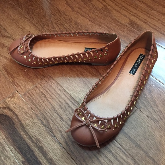 DONATED Izabella Rue - Cognac Tan Flats - Picture 2 of 3