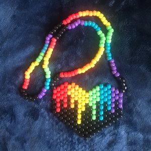 Black Rainbow Heart  Necklace