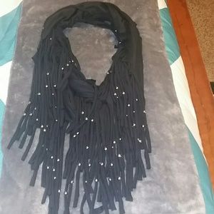 Fringe Beaded Infinity Scarf, Handmade