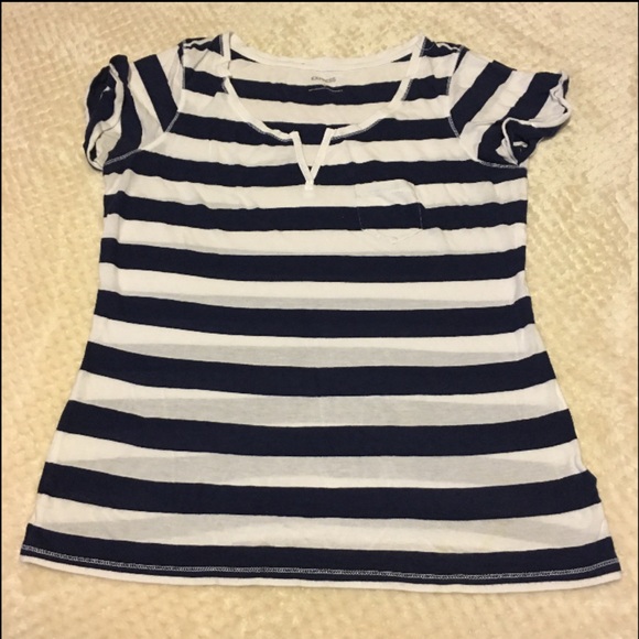 Express Striped V-neck Top