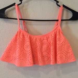 Coral flowy bikini top