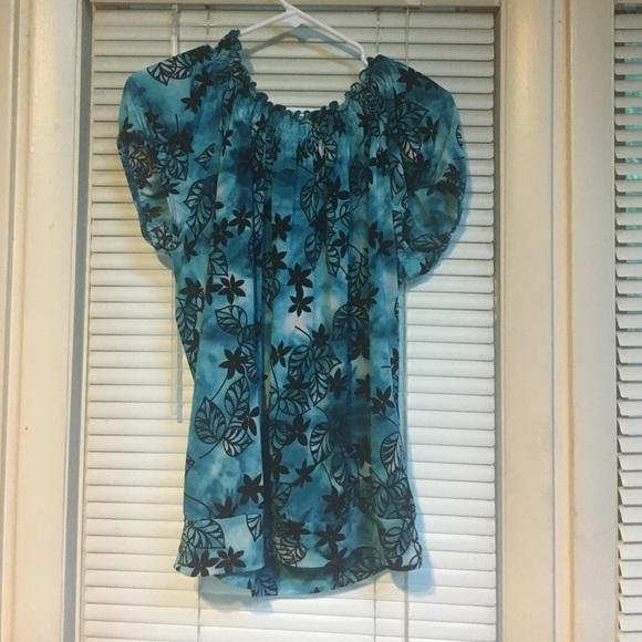 Blue and Black Short Sleeve Shirt