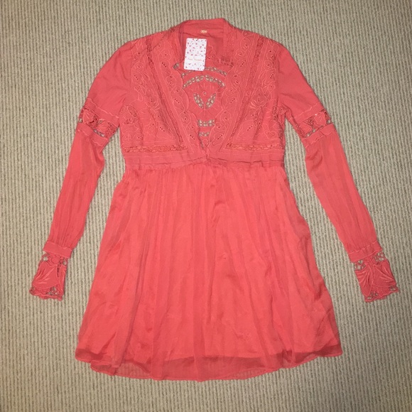 Free People Dreamland Floral Dress Coral