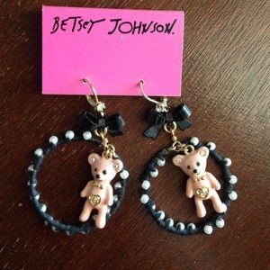 Betsey Johnson pink bear earrings