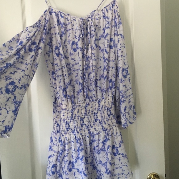 blue and white mini dress flowy