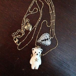 Betsey Johnson Angel Bear Necklace
