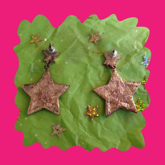 BJ PINK/GREEN STAR EARRINGS. - Picture 2 of 4