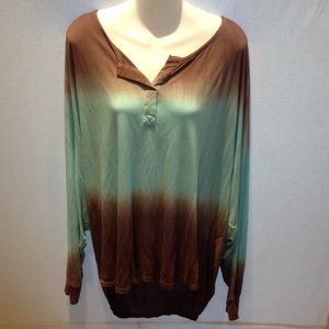 Brown and blue long sleeve top
