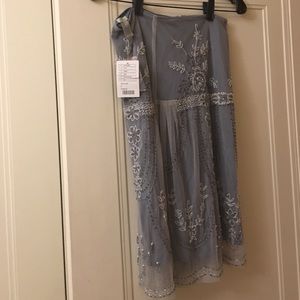 Beaded and embroidered nourish grey hued skirt