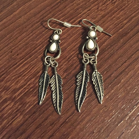 White & silver dreamcatcher earrings