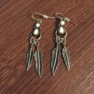 White & silver dreamcatcher earrings