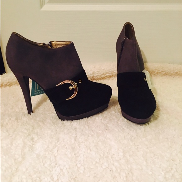 New With Tags Faux Suede Purple and Black Booties