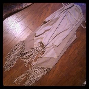 Faux suede fringe vest