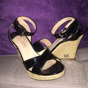Michael Kors patent leather platform espadrilles