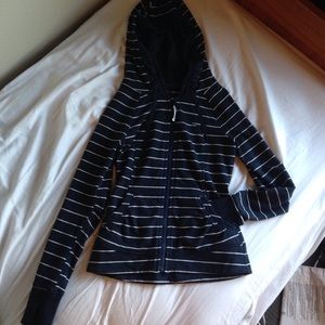 Lululemon zip up blue and white stripe hoodie