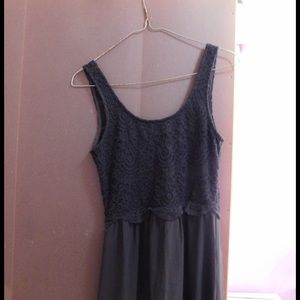 H&M Black Crocheted and Chiffon Maxi Dress