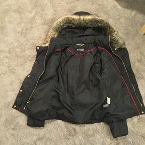 Express black parka w/ faux fur hood
