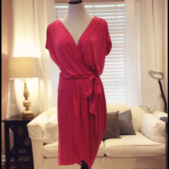 Pink Banana Republic Silk Wrap Dress.