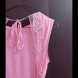 H&M Pink Chiffon and Lace Open Back Dress