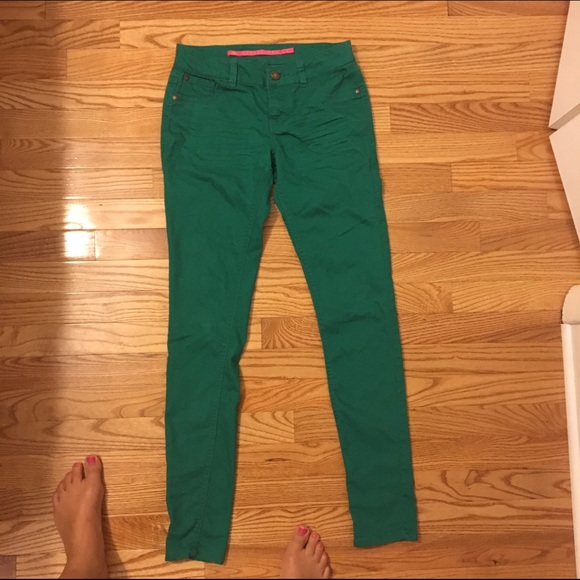 Green skinny jeans size 1