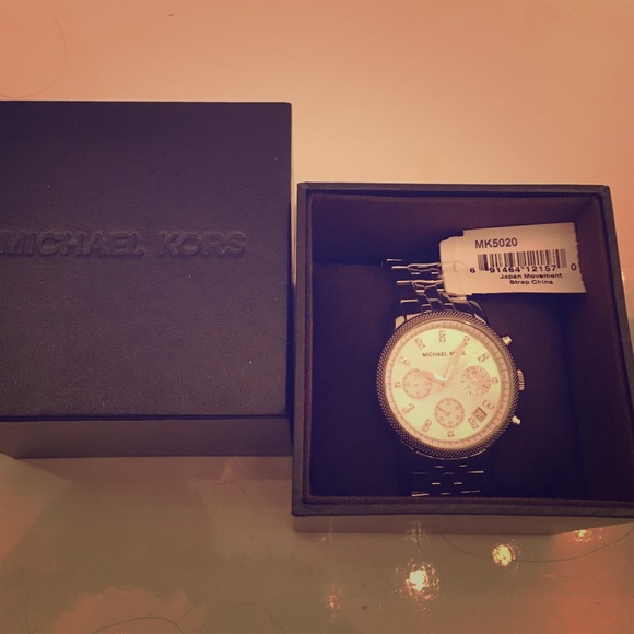 Michael Kors silver mother of pearl watch