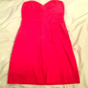 Red strapless dress