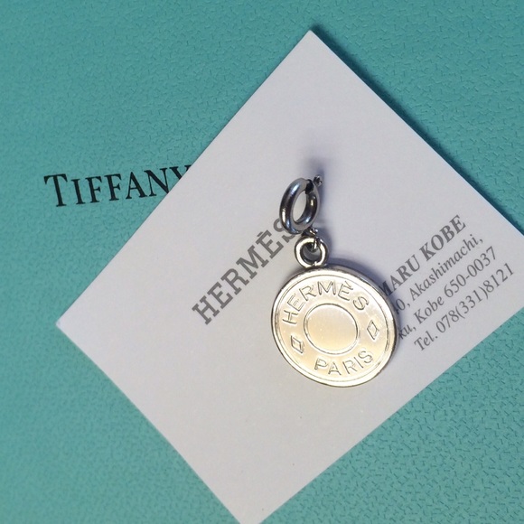 Auth silver Hermes charm necklace pendant