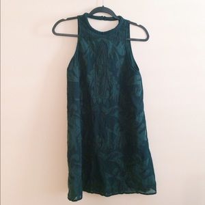 Dark Teal Floral Halter Dress