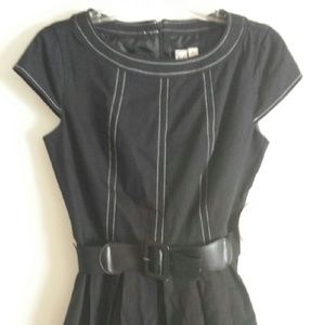 Adorable Black A-Line Dress with Cap Sleeves