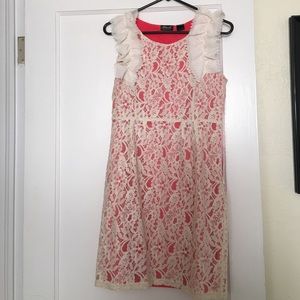 Coral and lace dress Blush dress