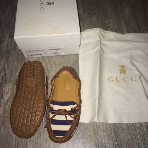 Toddler gucci loafers blue & white size 24 us 8 - Picture 2 of 4
