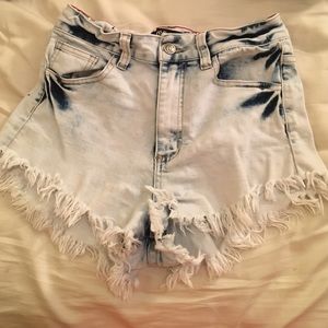 High waisted denim shorts