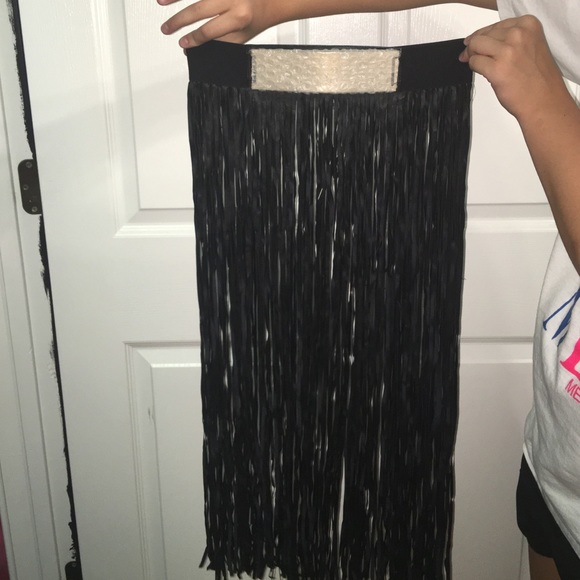 Leather fringe skirt