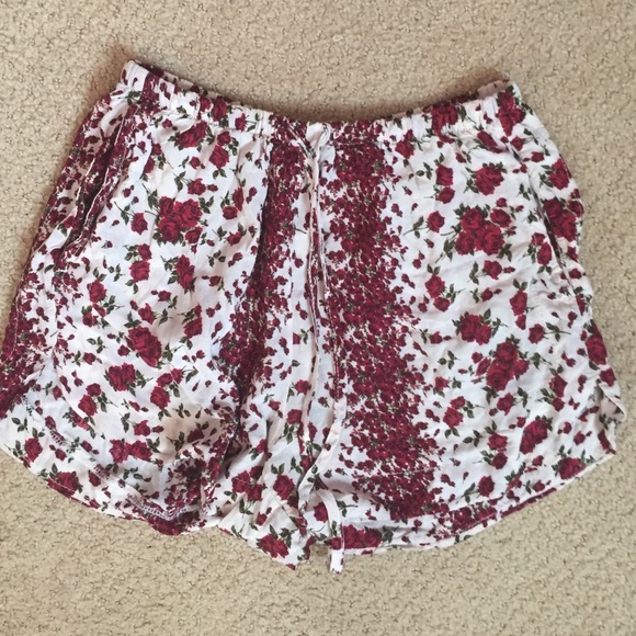 Red Floral Flowy Brandy Melville Shorts