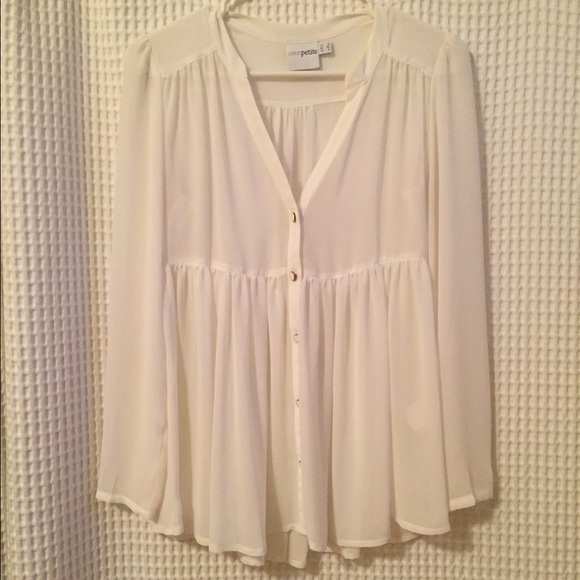 ASOS petite sheer white blouse