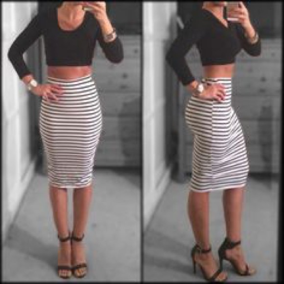 Striped midi skirt