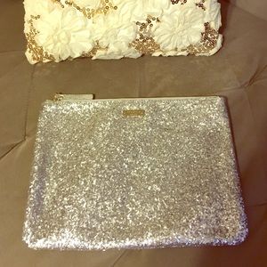 👛KATE SPADE SILVER GLITTER CLUTCH👛