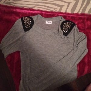 Tobi Long Sleeve Studded Top