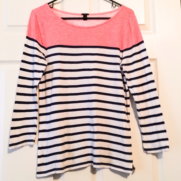 J. Crew Tops - J. Crew 3/4 sleeve striped/color block shirt