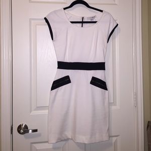 white/black tight dress