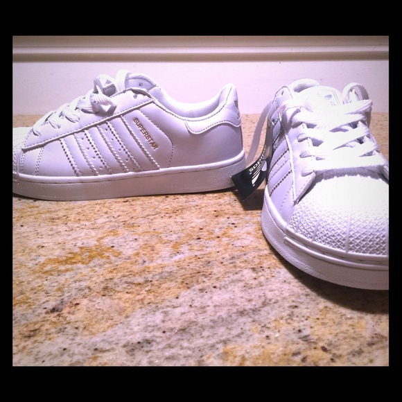 Brand New Adidas White-on-white SUPERSTARS